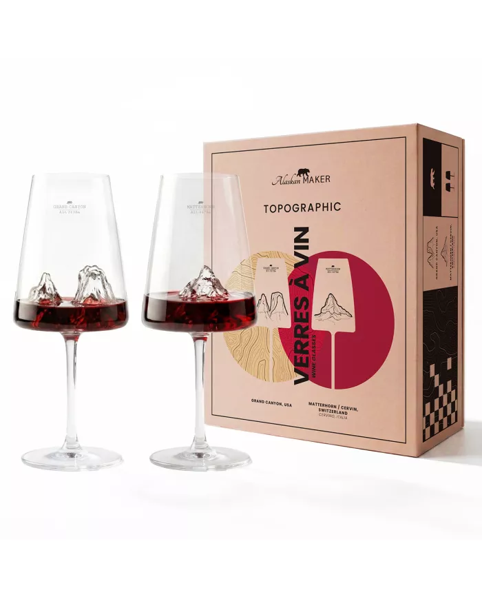 Set de 2 verres à vin Grand Canyon & Matterhorn TOPOGRAPHIC