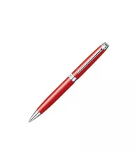 CdA - Stylo-bille Léman rouge écarlate finition argentée rhodiée