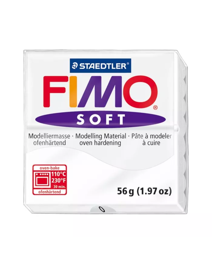 Fimo soft 57g blanc, noir et gris