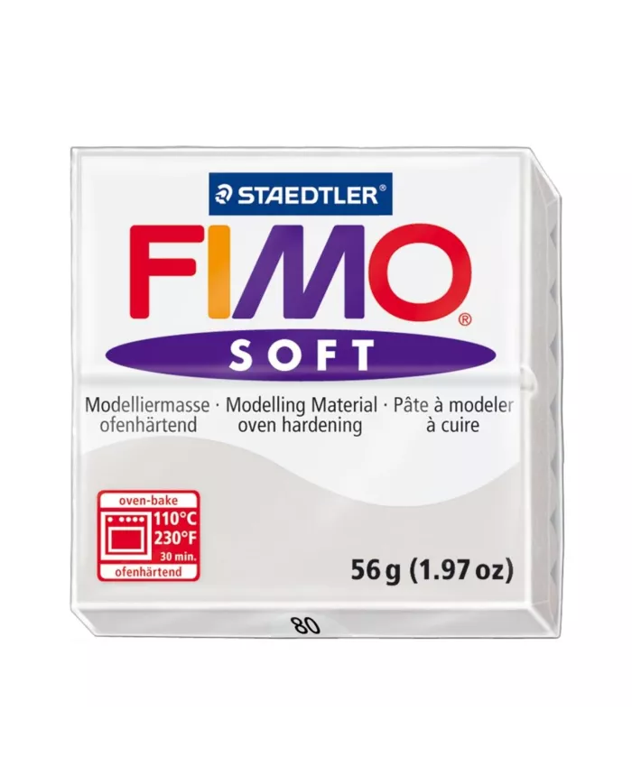 Fimo soft 57g blanc, noir et gris